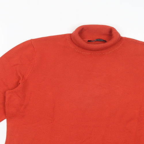 FRANK WALDER Womens Orange Roll Neck  Viscose Pullover Jumper Size 10