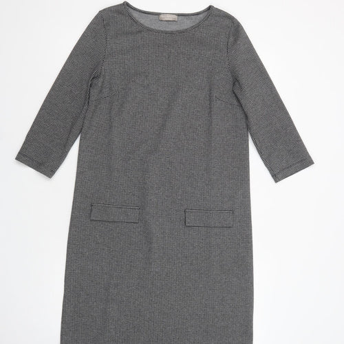 Maria Bellentani Womens Grey Houndstooth Viscose Shift  Size S  Boat Neck Pullover
