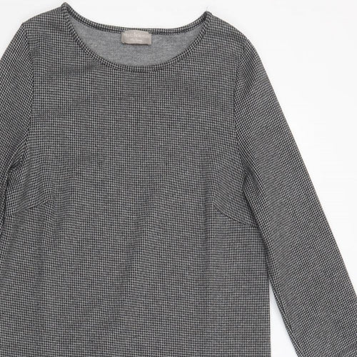 Maria Bellentani Womens Grey Houndstooth Viscose Shift  Size S  Boat Neck Pullover
