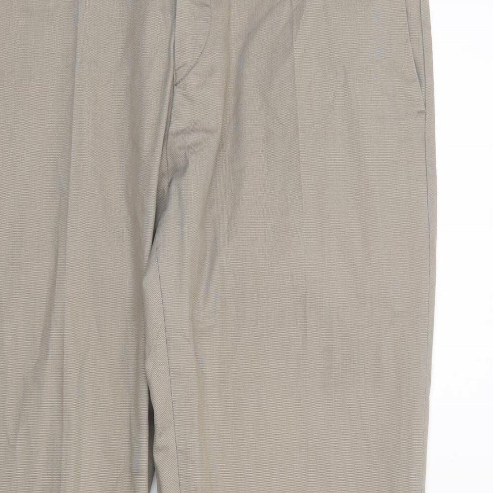Reiss Mens Beige  Cotton Chino Trousers Size 32 in L32 in Regular Button