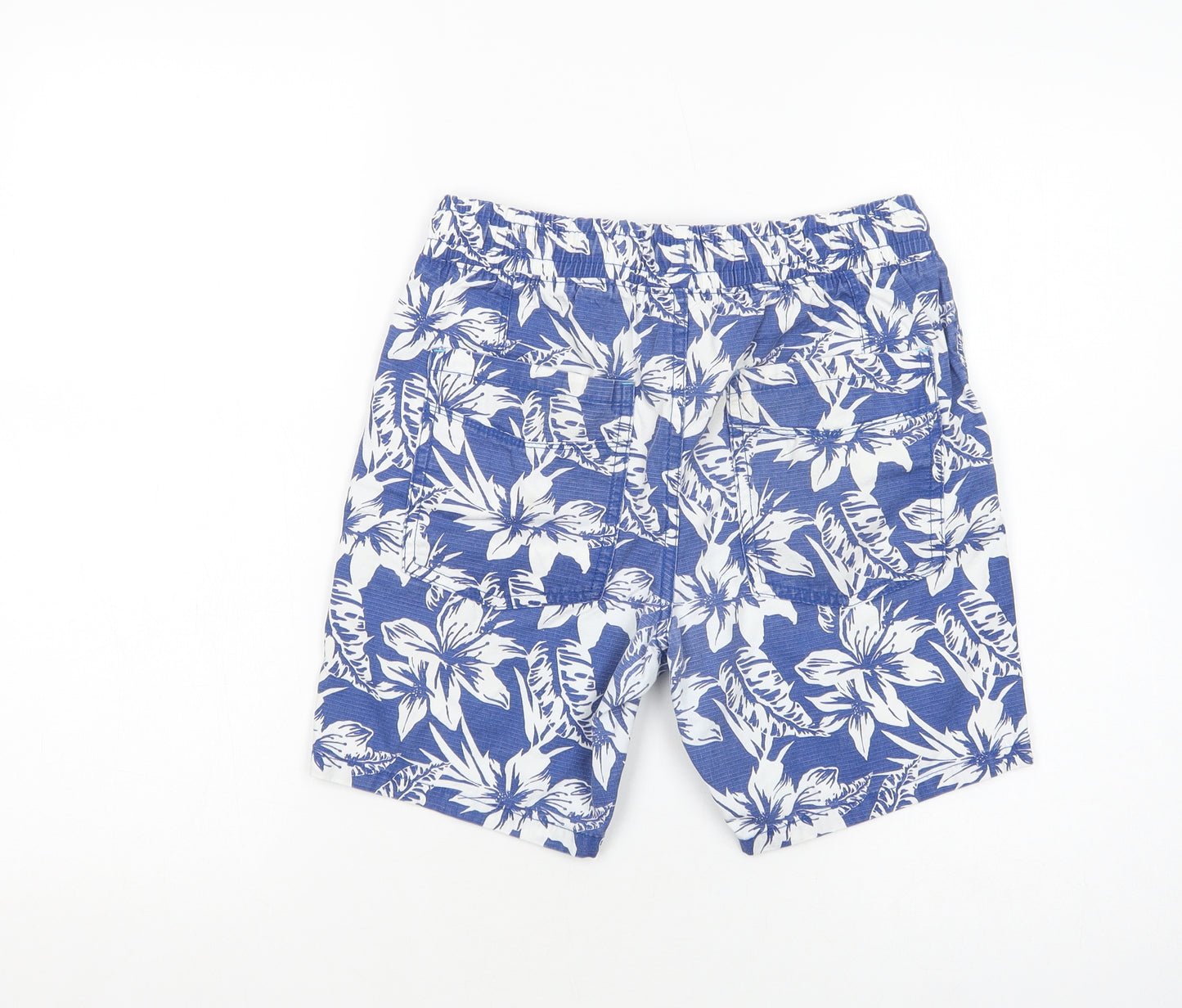 NEXT Boys Blue Floral Cotton Bermuda Shorts Size 12 Years  Regular Drawstring