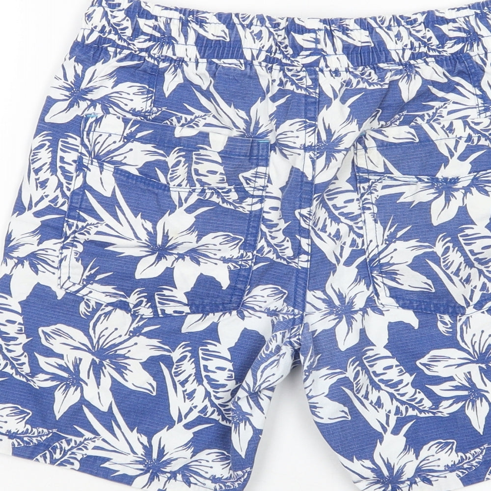 NEXT Boys Blue Floral Cotton Bermuda Shorts Size 12 Years  Regular Drawstring