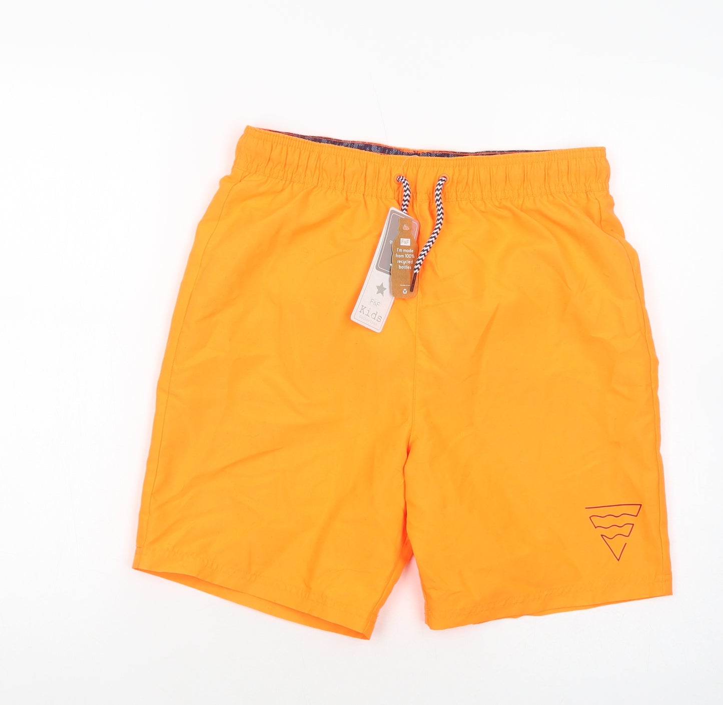 F&F Boys Orange  Polyester Bermuda Shorts Size 13-14 Years  Regular Drawstring