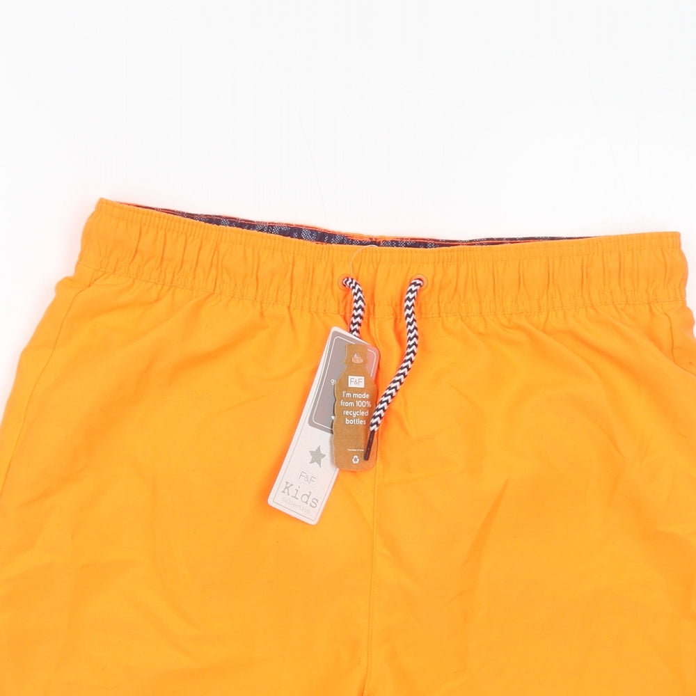 F&F Boys Orange  Polyester Bermuda Shorts Size 13-14 Years  Regular Drawstring