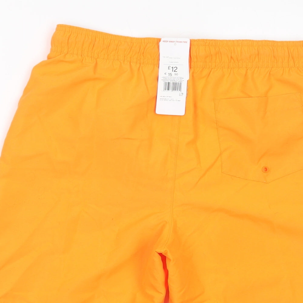 F&F Boys Orange  Polyester Bermuda Shorts Size 13-14 Years  Regular Drawstring