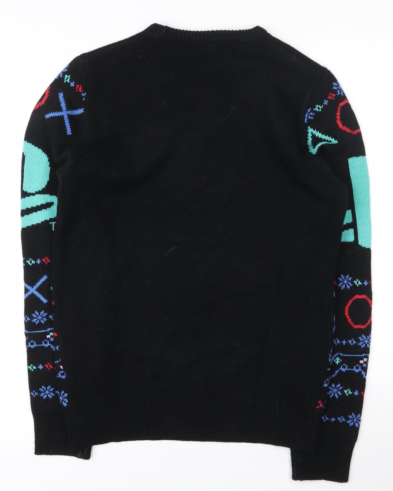 Primark Mens Black Crew Neck  Acrylic Pullover Jumper Size S