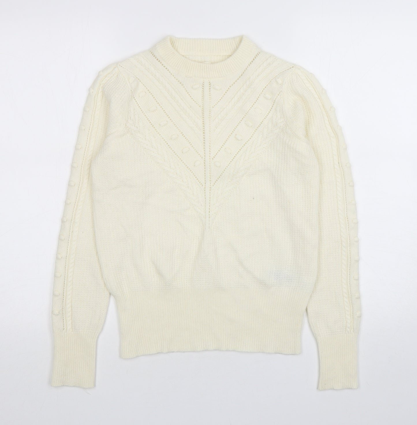 Per Una Womens Ivory Round Neck  Acrylic Pullover Jumper Size 8