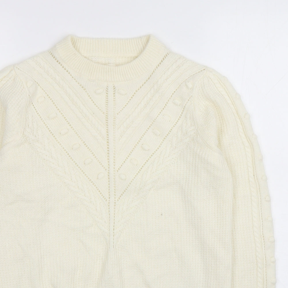 Per Una Womens Ivory Round Neck  Acrylic Pullover Jumper Size 8