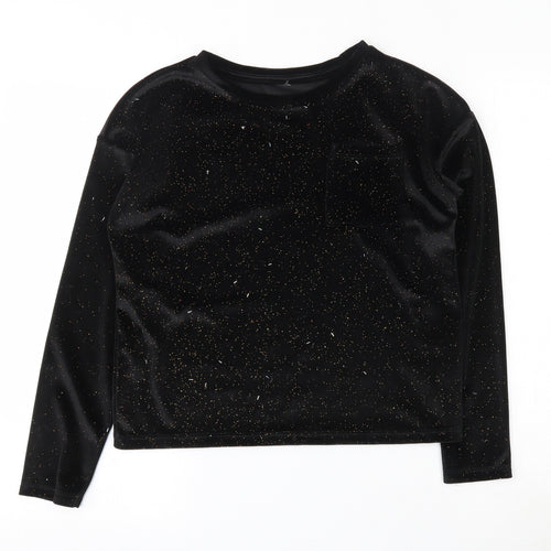 TU Girls Black  Polyester Basic T-Shirt Size 11 Years Round Neck Pullover