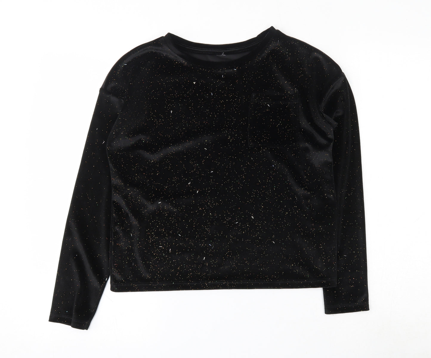 TU Girls Black  Polyester Basic T-Shirt Size 11 Years Round Neck Pullover
