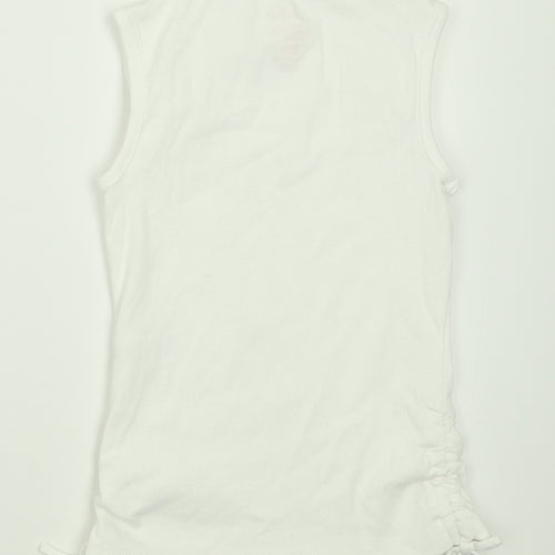 F&F Girls White  Cotton Basic Tank Size 10-11 Years Crew Neck Pullover