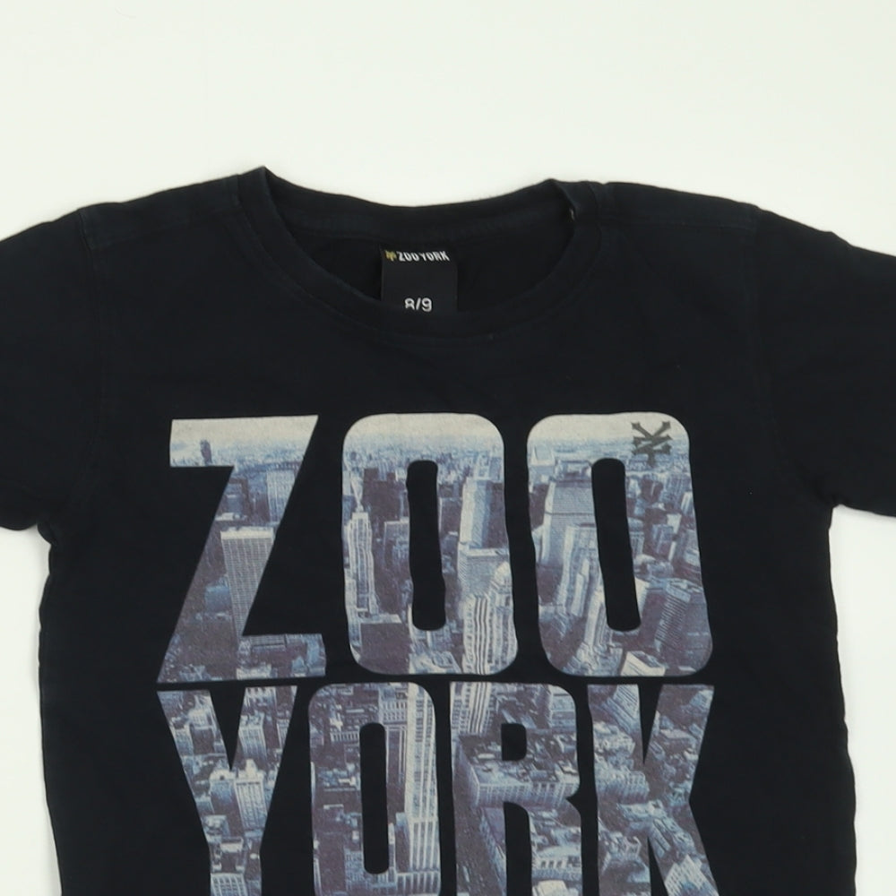 Zoo York Boys Black  Cotton Basic T-Shirt Size 8-9 Years Crew Neck Pullover