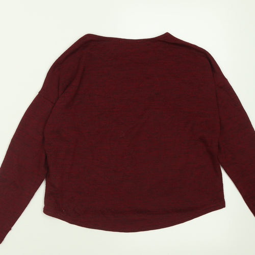 New Look Girls Red  Polyester Basic Casual Size 10-11 Years Crew Neck Pullover - Boston