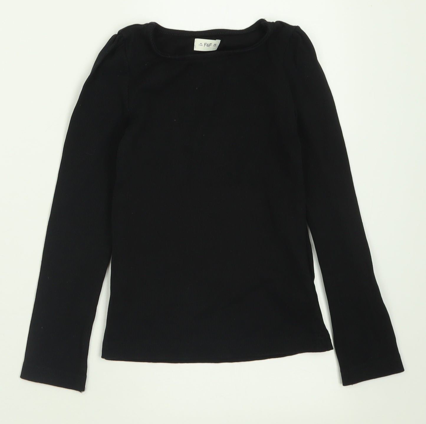 F&F Girls Black  Cotton Basic Casual Size 7-8 Years Crew Neck Pullover