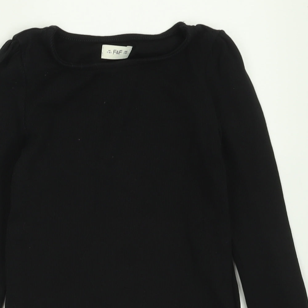 F&F Girls Black  Cotton Basic Casual Size 7-8 Years Crew Neck Pullover
