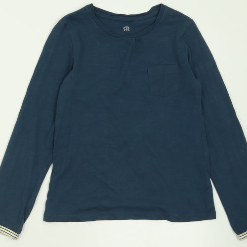 River Island Girls Blue  Cotton Basic Casual Size 10 Years Crew Neck Pullover