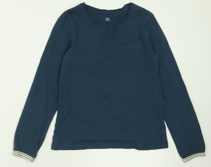 River Island Girls Blue  Cotton Basic Casual Size 10 Years Crew Neck Pullover