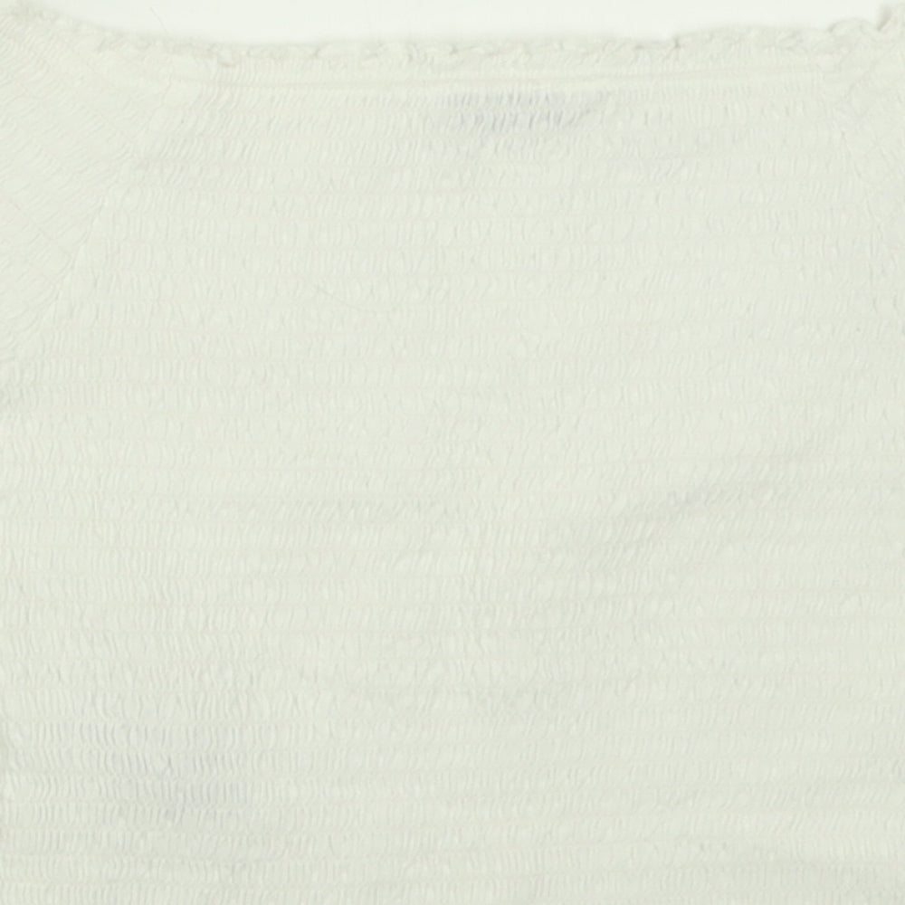 Primark Girls White  Cotton Cropped T-Shirt Size 11-12 Years Off the Shoulder Pullover