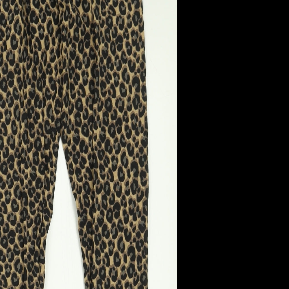 Marks and Spencer Girls Brown Animal Print Cotton Capri Trousers Size 10-11 Years  Regular Pullover