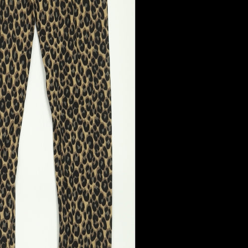 Marks and Spencer Girls Brown Animal Print Cotton Capri Trousers Size 10-11 Years  Regular Pullover