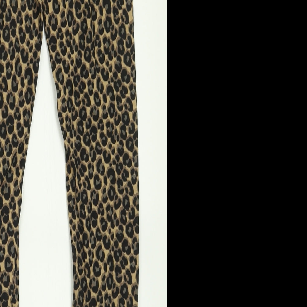 Marks and Spencer Girls Brown Animal Print Cotton Capri Trousers Size 10-11 Years  Regular Pullover