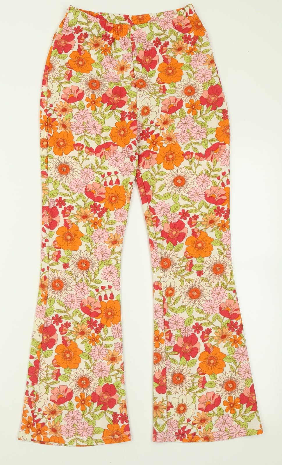 Matalan Girls Orange Floral Polyester Capri Trousers Size 11 Years  Regular Pullover