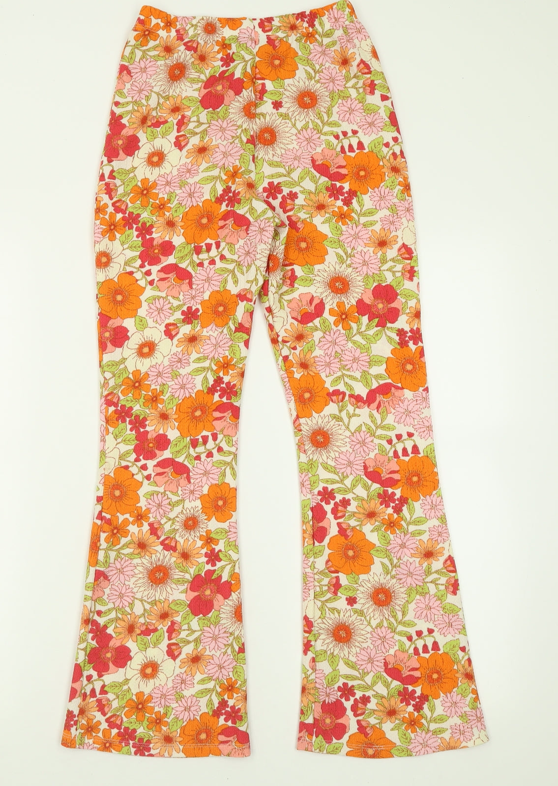 Matalan Girls Orange Floral Polyester Capri Trousers Size 11 Years  Regular Pullover
