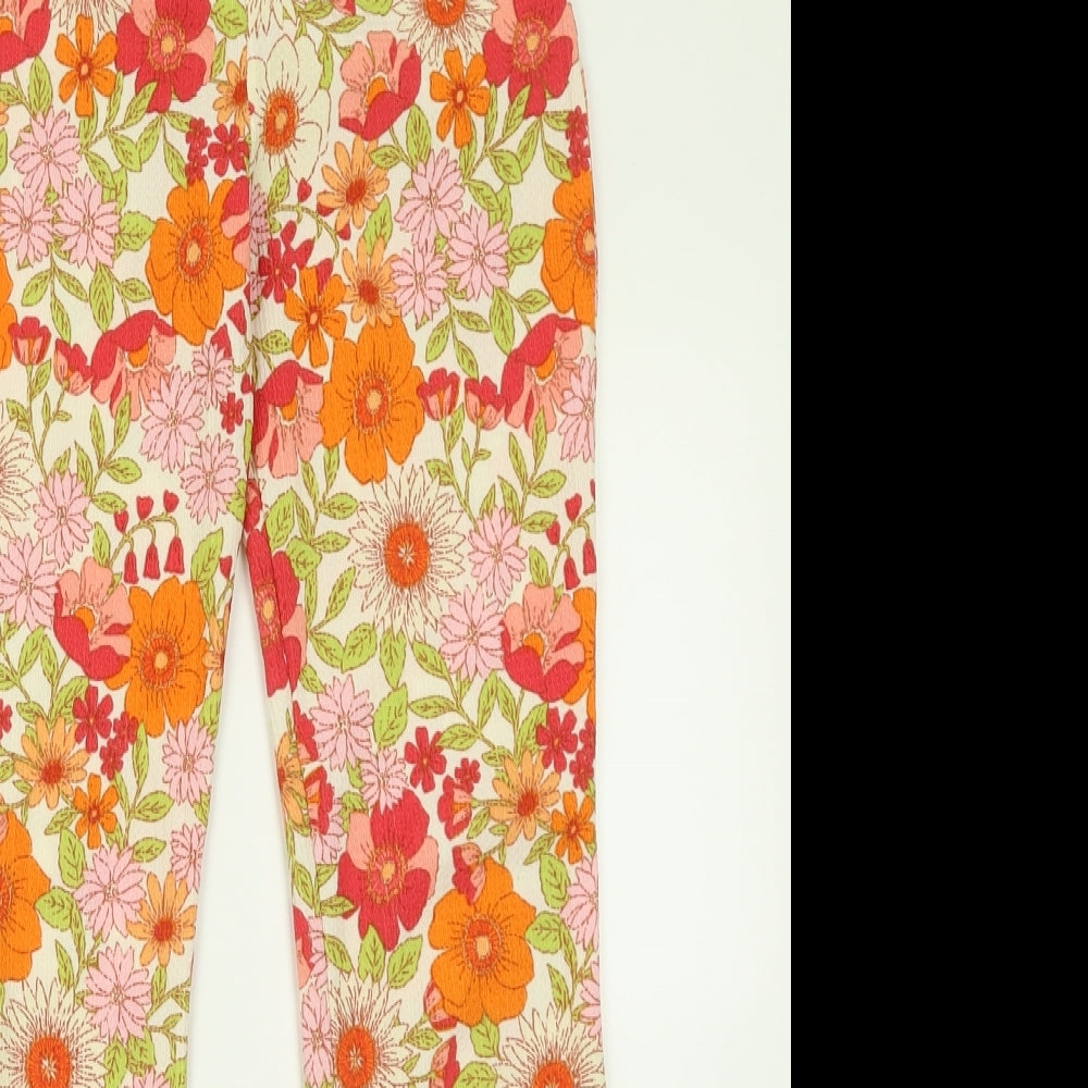 Matalan Girls Orange Floral Polyester Capri Trousers Size 11 Years  Regular Pullover