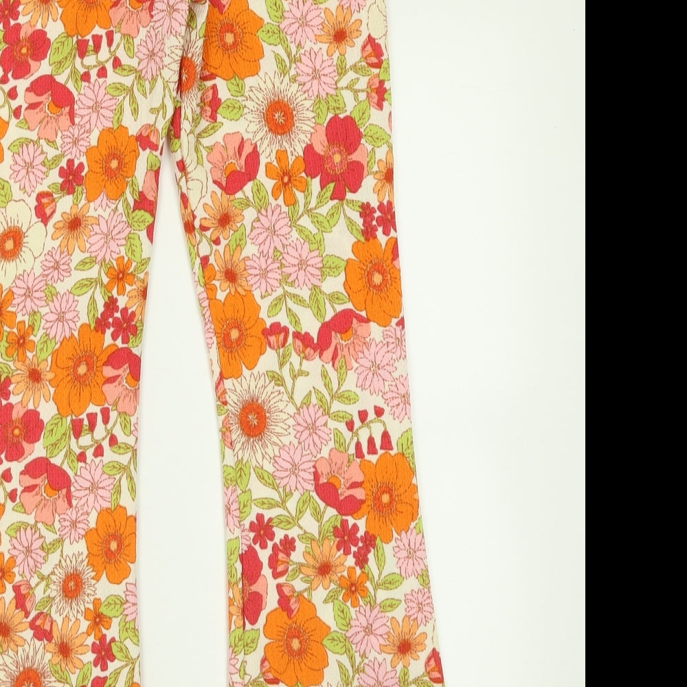 Matalan Girls Orange Floral Polyester Capri Trousers Size 11 Years  Regular Pullover