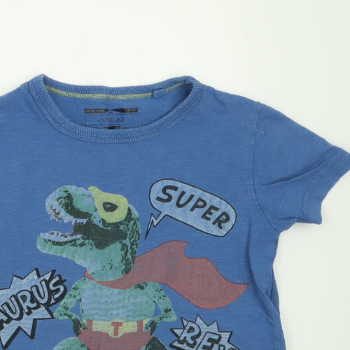 NEXT Boys Blue  Cotton Basic T-Shirt Size 3-4 Years Crew Neck Pullover - DInosaurs