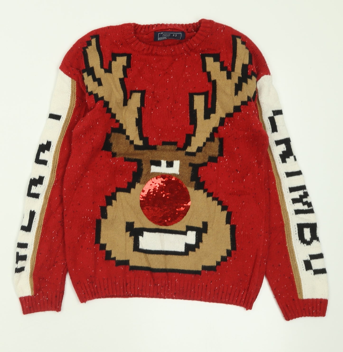 NXT Girls Red Crew Neck  Acrylic Pullover Jumper Size 8 Years  Pullover - Christmas Jumper