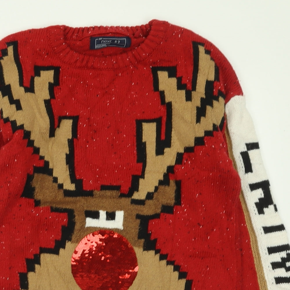 NXT Girls Red Crew Neck  Acrylic Pullover Jumper Size 8 Years  Pullover - Christmas Jumper