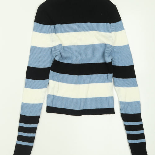 New Look Girls Blue Crew Neck Striped Acrylic Pullover Jumper Size 12-13 Years  Pullover