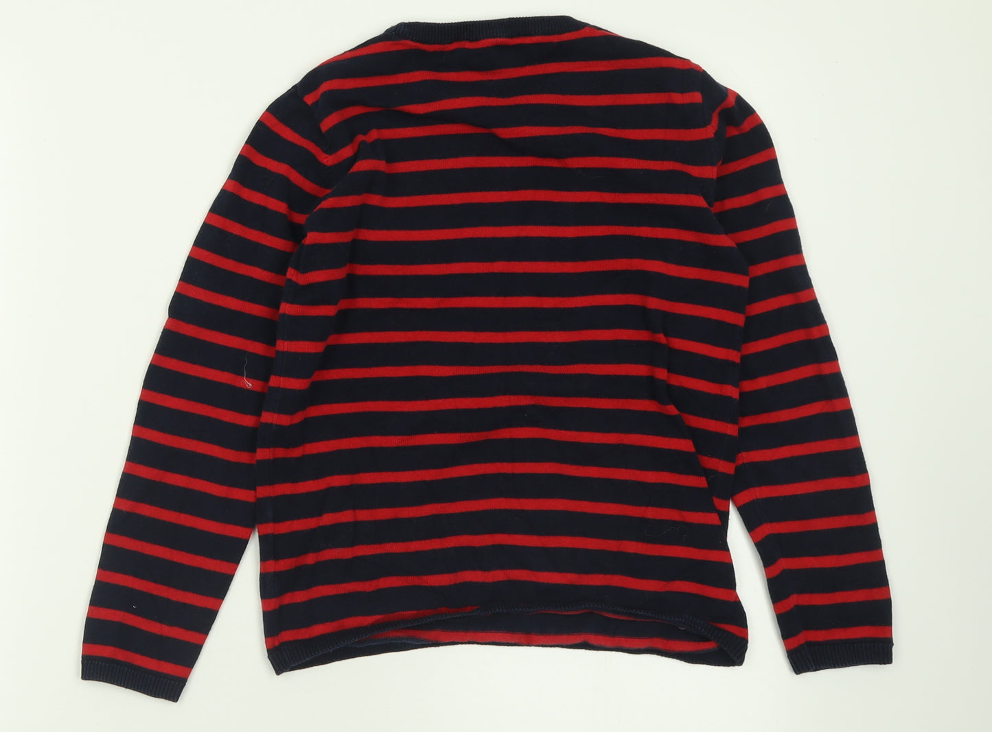 H&M Boys Red Crew Neck Striped Cotton Pullover Jumper Size 9-10 Years  Pullover