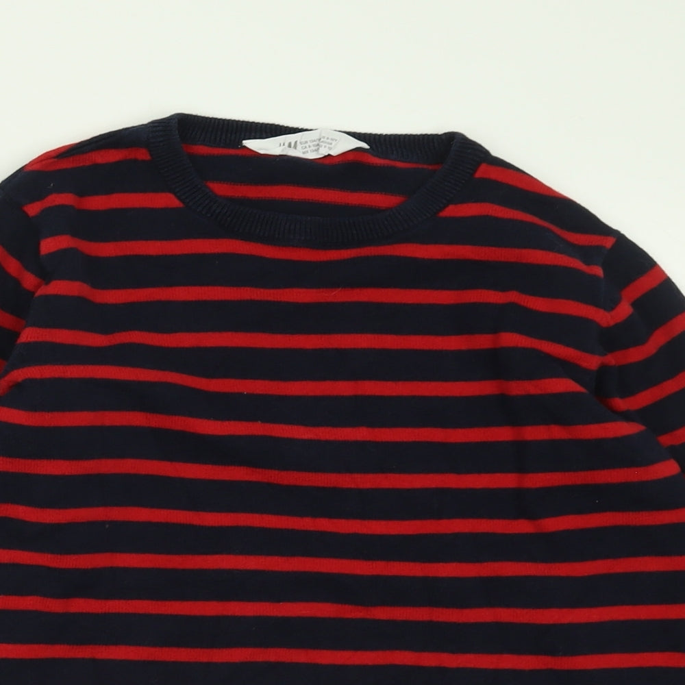 H&M Boys Red Crew Neck Striped Cotton Pullover Jumper Size 9-10 Years  Pullover