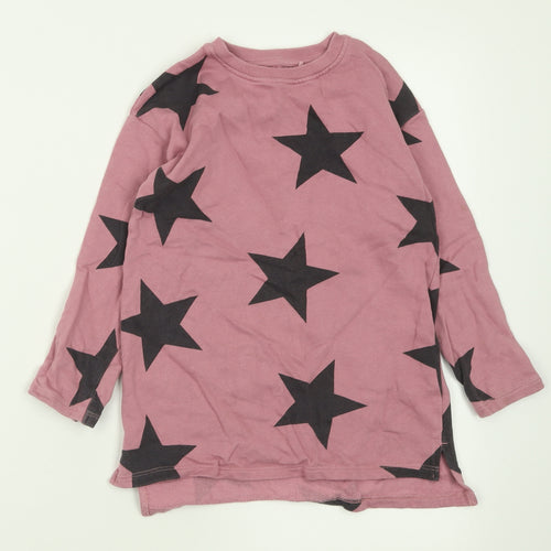 NEXT Girls Pink Crew Neck Geometric Cotton Pullover Jumper Size 6 Years  Pullover