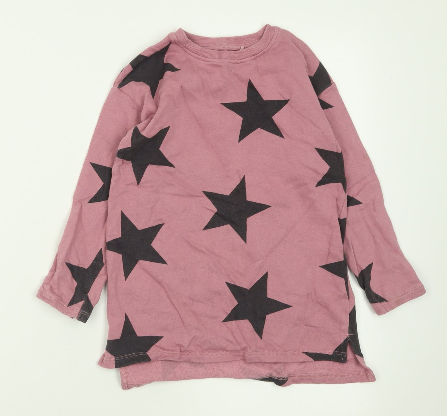 NEXT Girls Pink Crew Neck Geometric Cotton Pullover Jumper Size 6 Years  Pullover