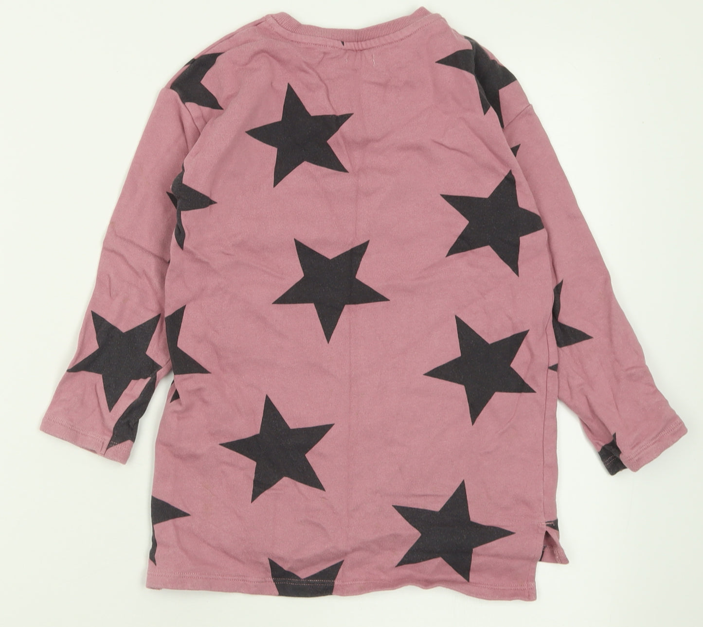 NEXT Girls Pink Crew Neck Geometric Cotton Pullover Jumper Size 6 Years  Pullover
