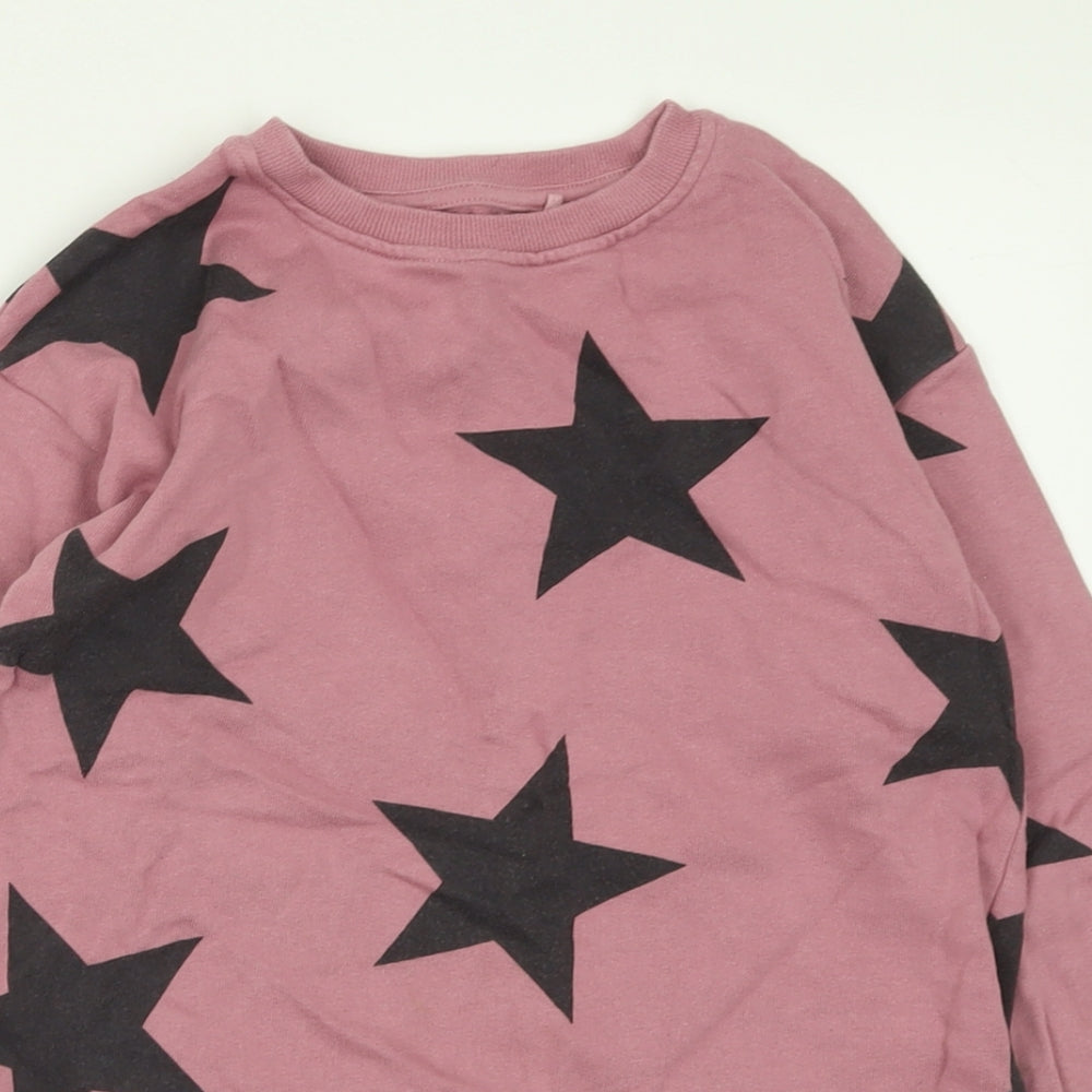 NEXT Girls Pink Crew Neck Geometric Cotton Pullover Jumper Size 6 Years  Pullover
