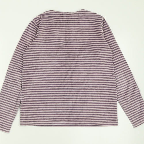 Lisa Rose  Girls Purple Striped Polyester Basic Casual Size 14 Years Crew Neck Pullover