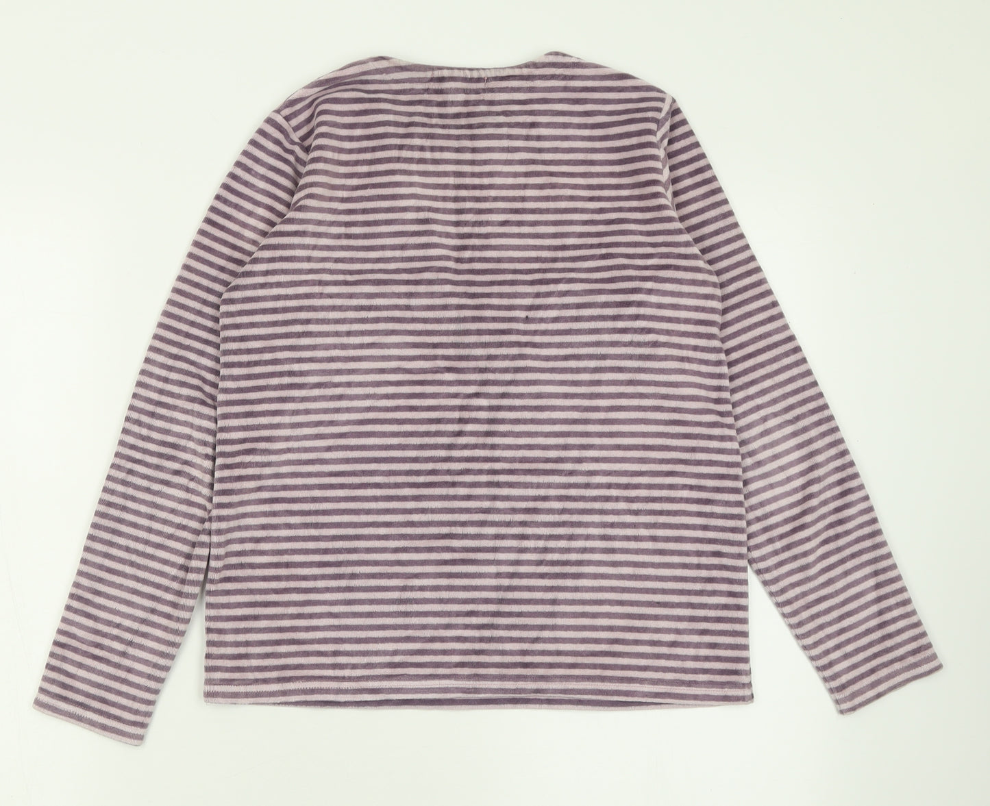 Lisa Rose  Girls Purple Striped Polyester Basic Casual Size 14 Years Crew Neck Pullover