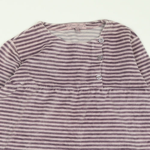 Lisa Rose  Girls Purple Striped Polyester Basic Casual Size 14 Years Crew Neck Pullover