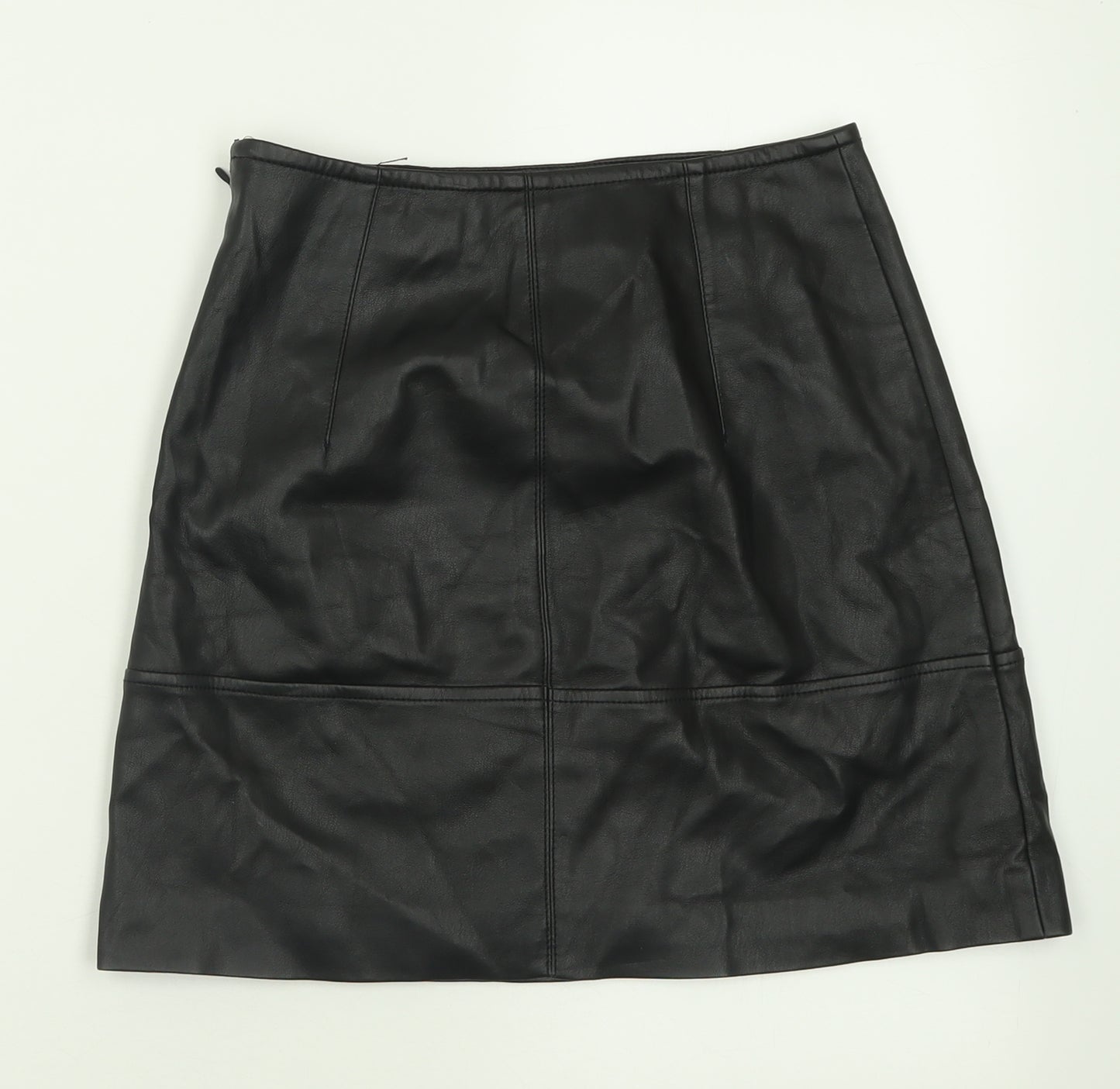 H&M Womens Black  Polyester A-Line Skirt Size 6   Zip