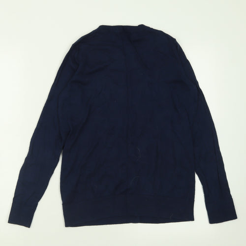 TU Womens Blue Crew Neck  Cotton Cardigan Jumper Size 12