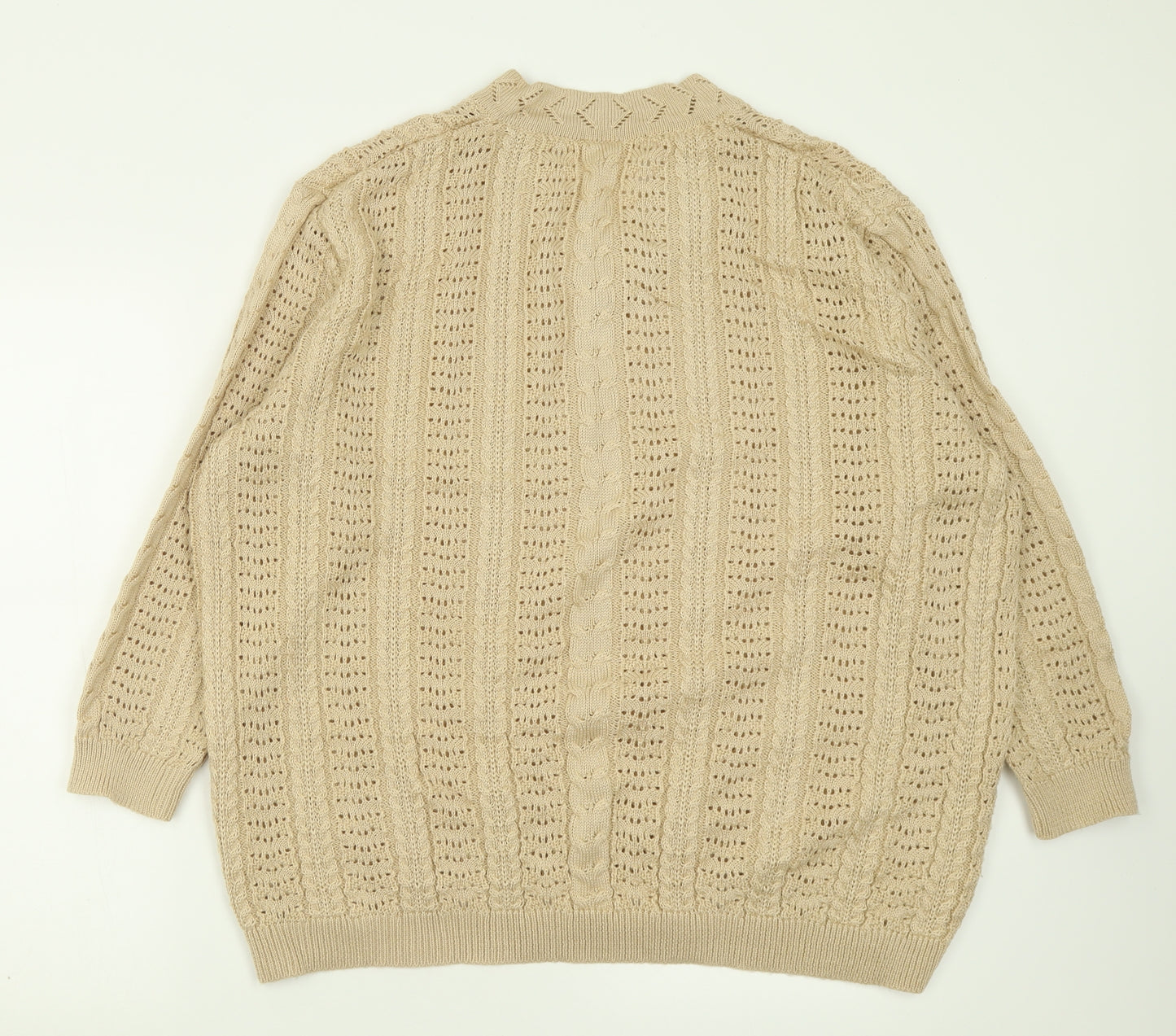 Classic Womens Brown V-Neck  Acrylic Pullover Jumper Size 20