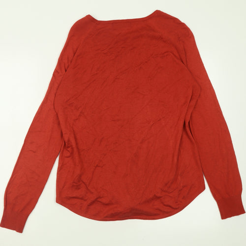 Marks and Spencer Womens Red Crew Neck  Viscose Pullover Jumper Size M