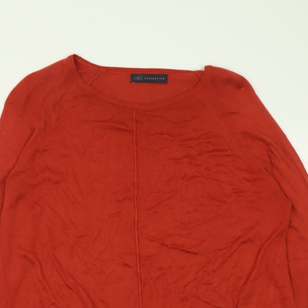 Marks and Spencer Womens Red Crew Neck  Viscose Pullover Jumper Size M