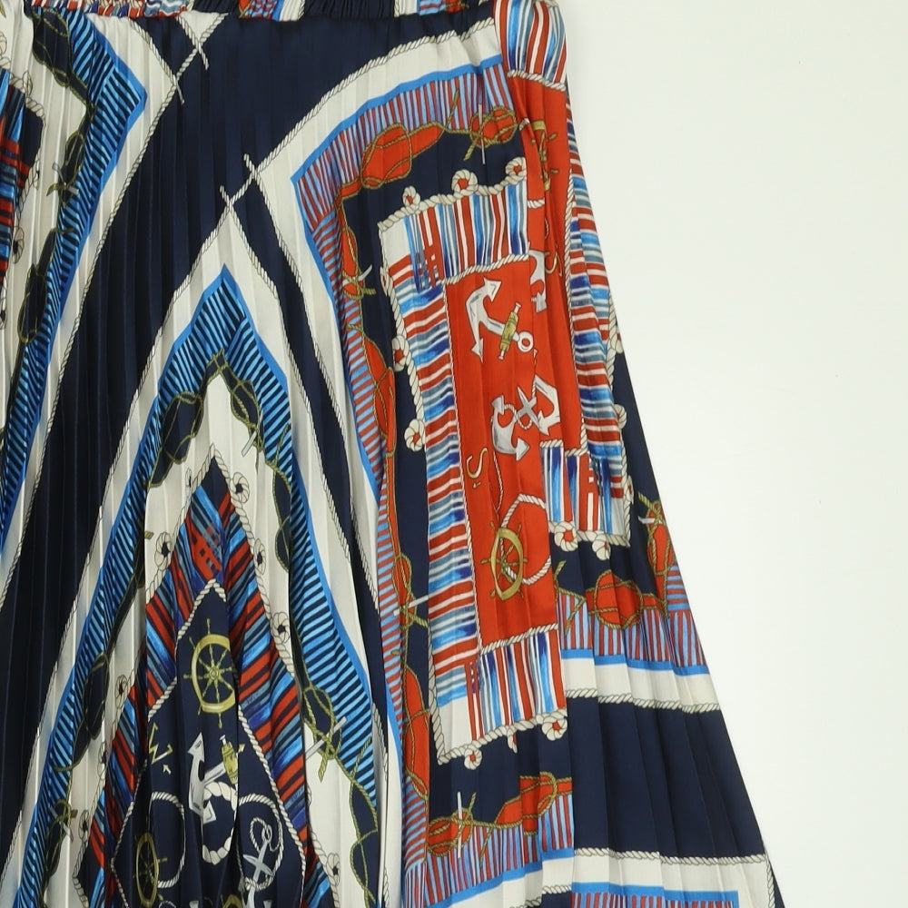 Zara Womens Multicoloured Geometric Polyester A-Line Skirt Size M