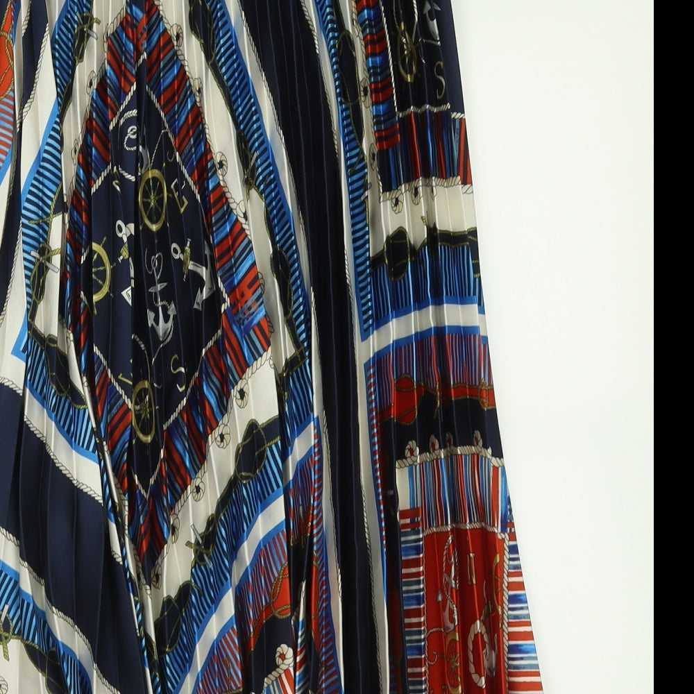 Zara Womens Multicoloured Geometric Polyester A-Line Skirt Size M