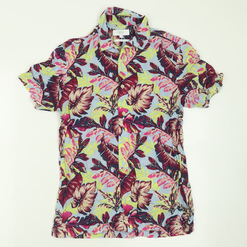 NEXT Womens Multicoloured Geometric Cotton Basic Button-Up Size S Collared